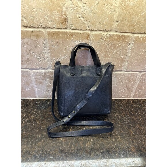 Madewell Transport Crossbody Black Pebbled Leather Gold Hardware EUC - Picture 2 of 11